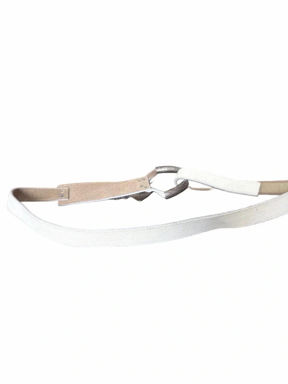 Belts Set of Three Adjustable Faux Leather Metal Accent Waist Belts Brown Cream